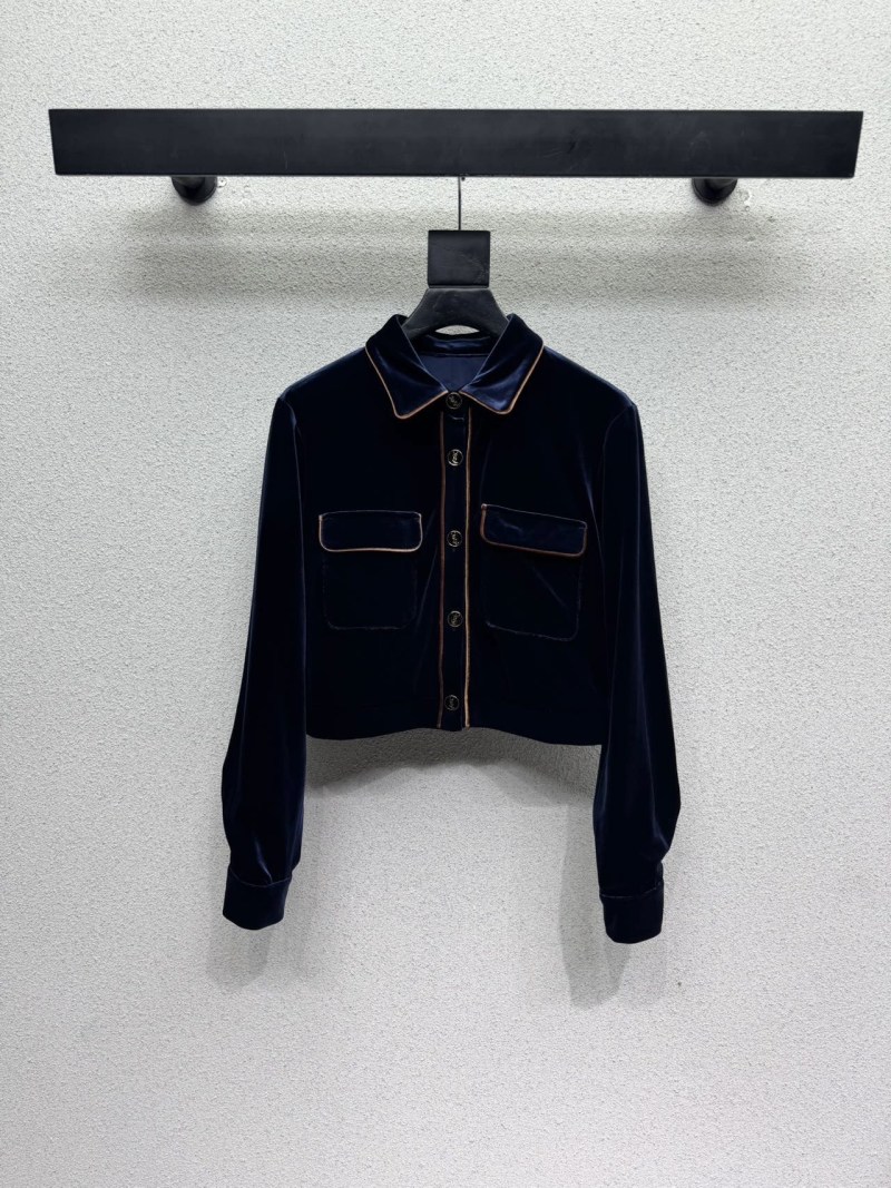 Синий бархатный комплект: жакет и шорты Saint Laurent