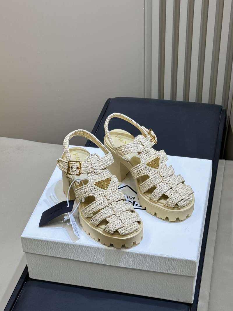 Женские вязаные сандалии на платформе Prada