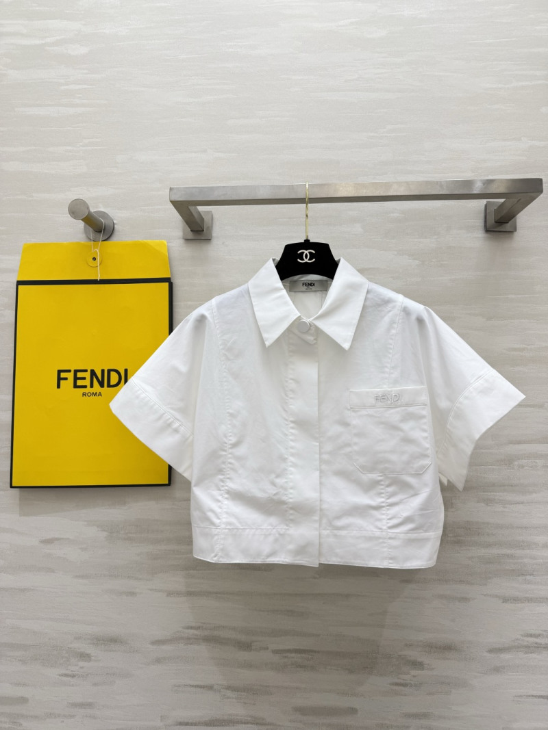 Белая рубашка Fendi с короткими рукавами