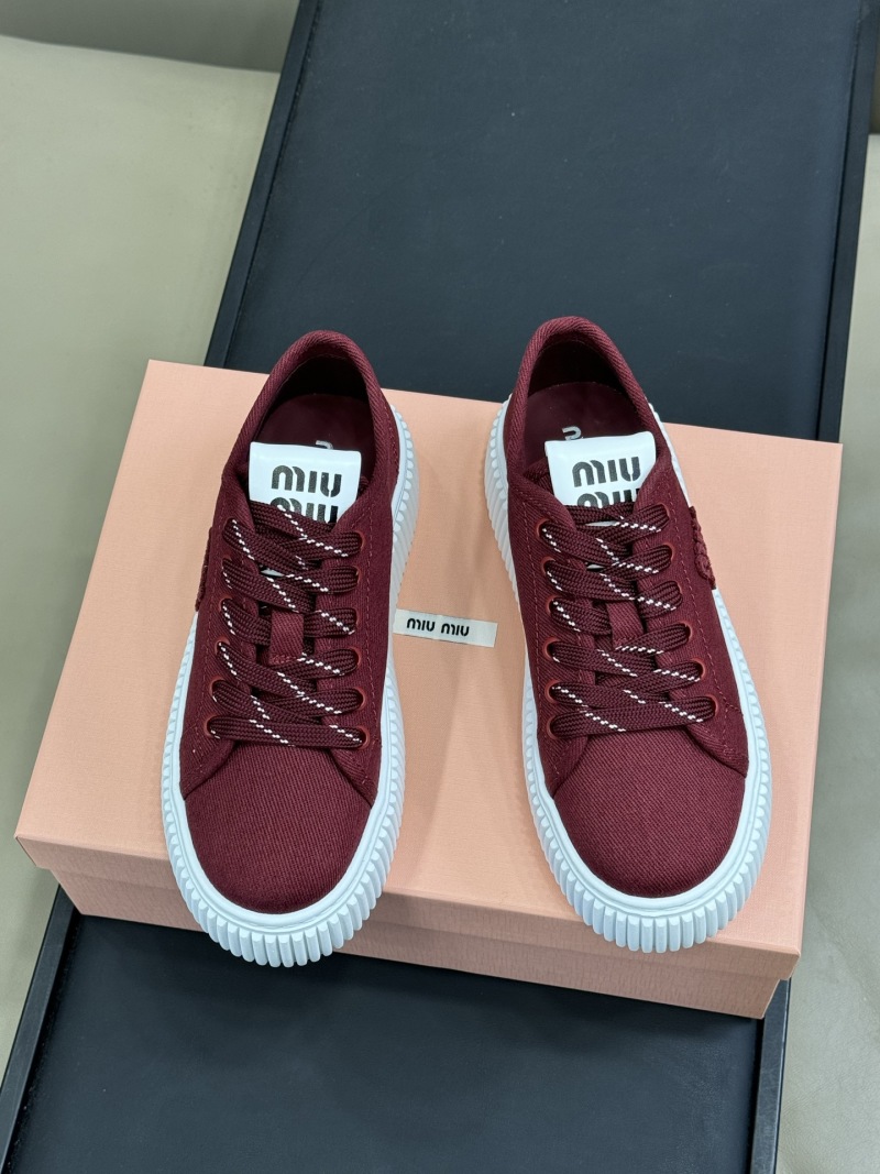 Женские кеды Miu Miu с утолщенной подошвой, бордовые