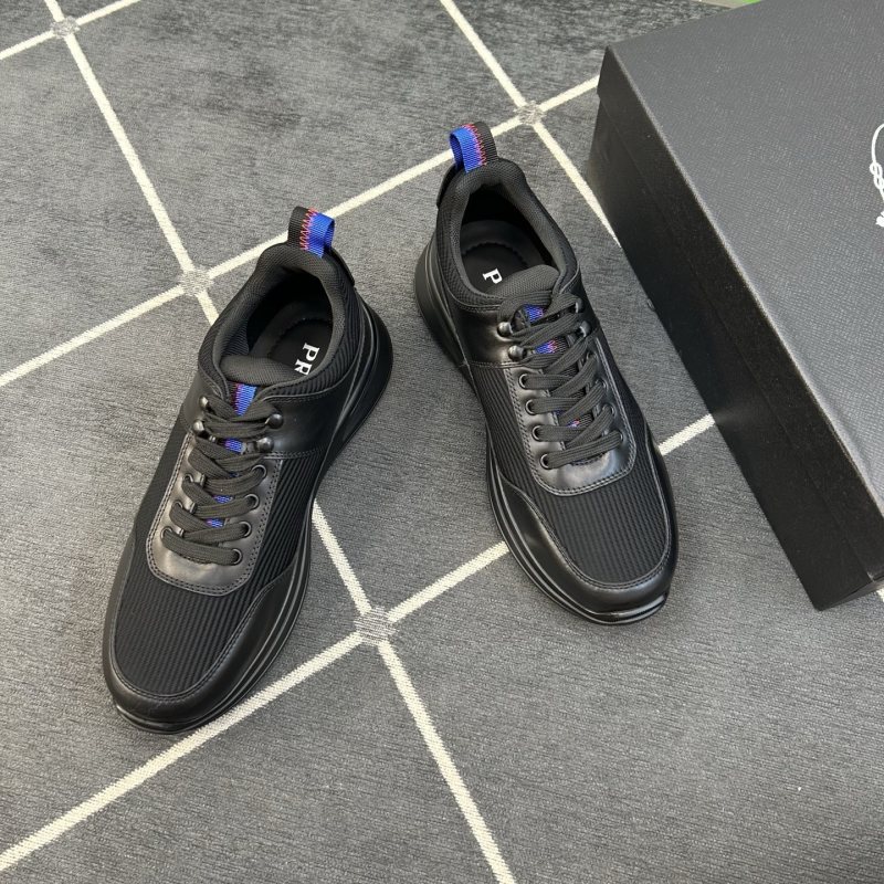 Мужские черные кроссовки из кожи и нейлона Prada