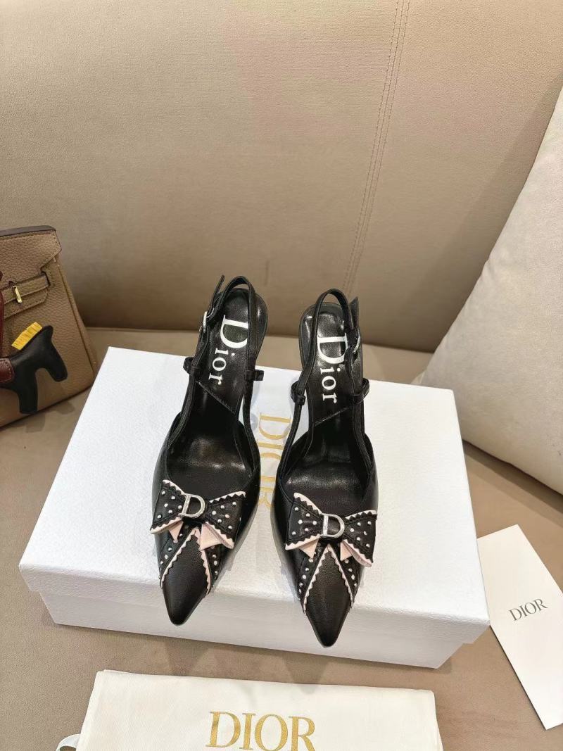 Черные туфли на каблуке с бантом Dior