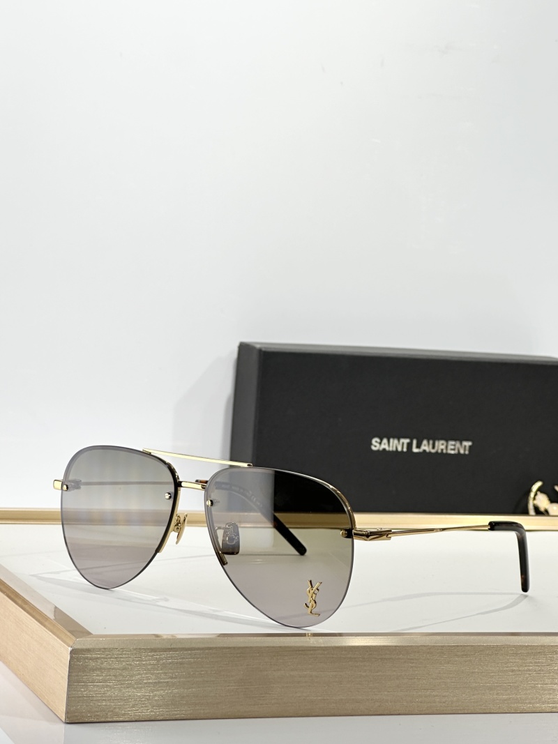 Солнечные очки Saint Laurent, золотистая оправа