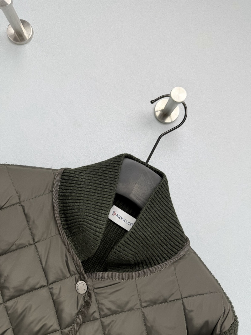 Кожаный жакет Moncler с логотипом